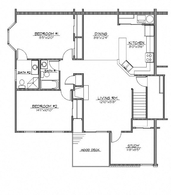 2 Bed, 2 Bath + Den (A)